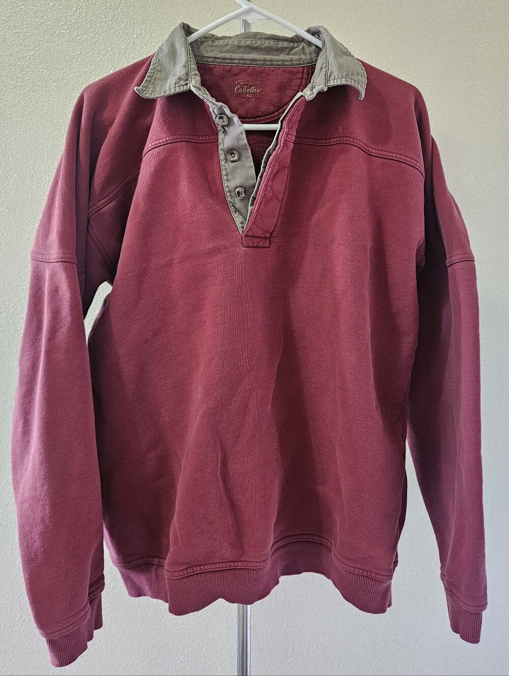 Cabelas Vintage Half Button Collar Pullover Sweatshirt Jacket Men Size Large